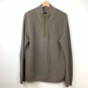 Toad & Co Sweater Sweatshirt Mens 1/4 Zip Ribbed Organic Cotton Sz Medium Brown